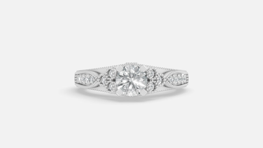 925 silver CVD diamond engagement ring front view with VVS clarity