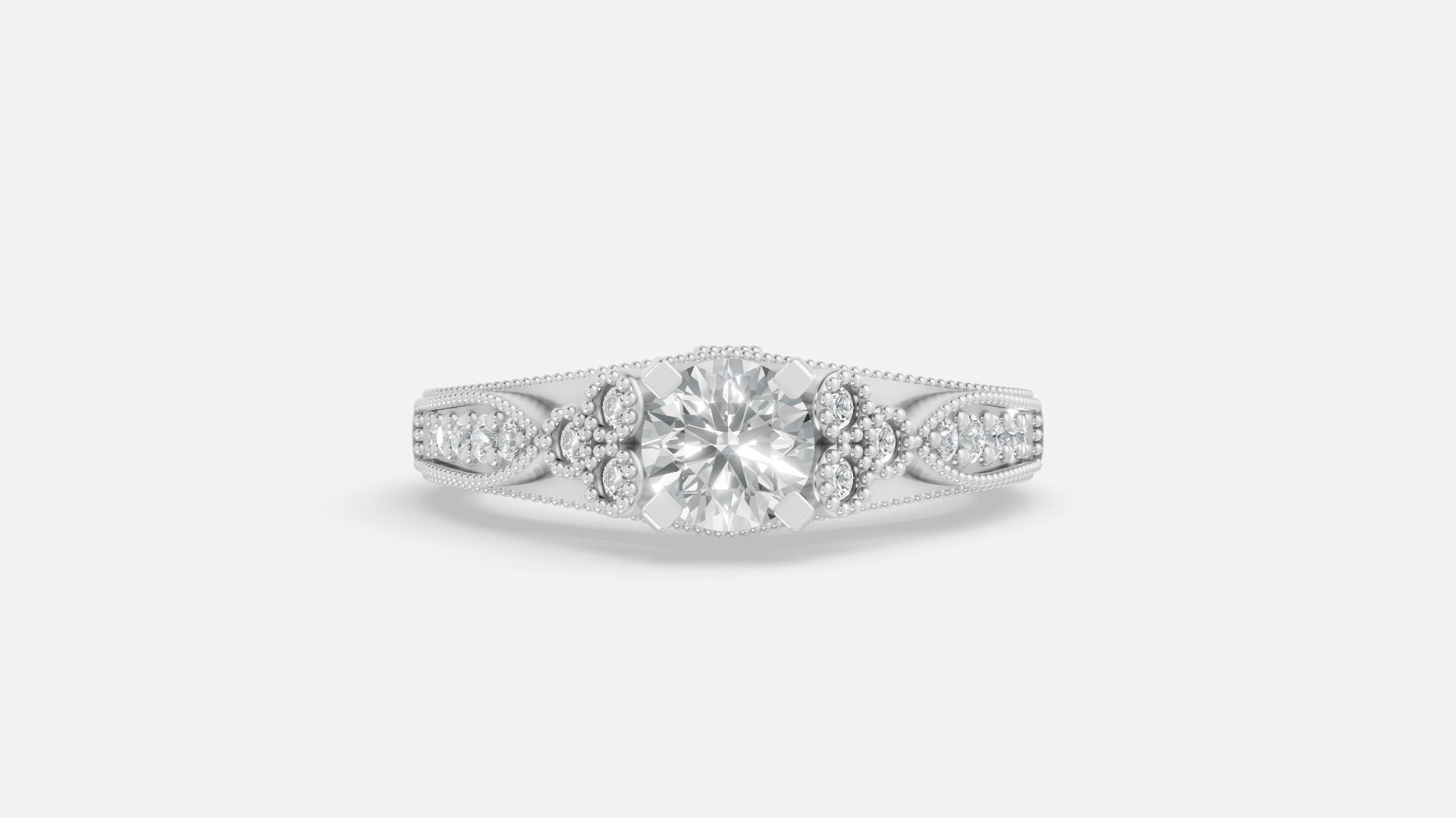 925 silver CVD diamond engagement ring front view with VVS clarity