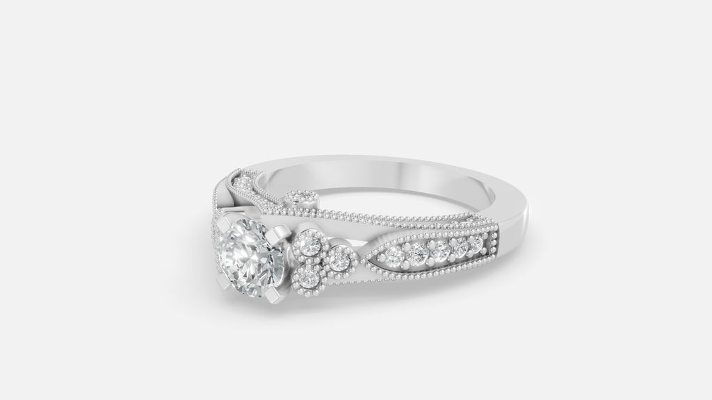 925 silver CVD diamond engagement ring angle view for women