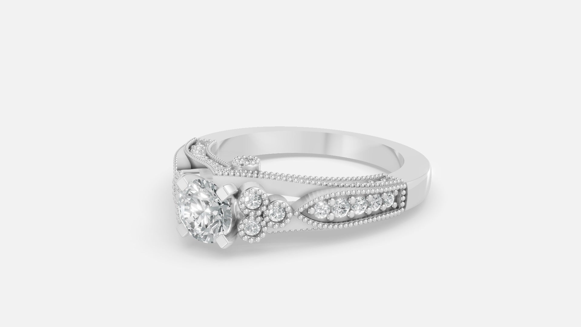 925 silver CVD diamond engagement ring angle view for women