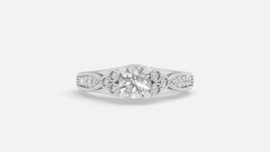 Round CVD Diamond Solitaire Milgrain 925 Silver Ring (VVS GH)