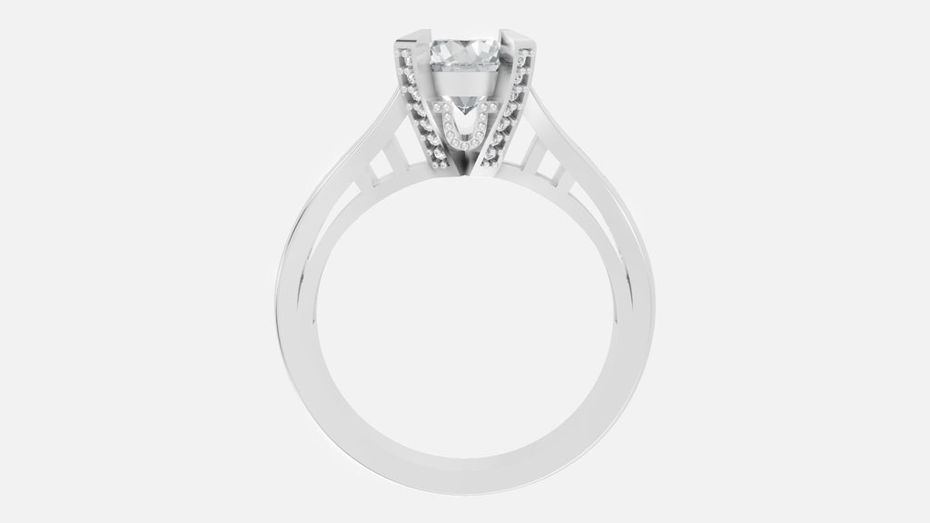 925 silver CVD diamond engagement ring VVS EF elegant side profile with elevated diamond setting