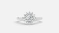Silver CVD diamond engagement ring 0.42ct VVS elegant floral cluster front view