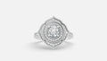 925 silver CVD diamond engagement ring VVS EF elegant floral halo design front view