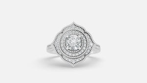 925 Silver CVD Diamond Engagement Ring VVS EF Elegant Ring