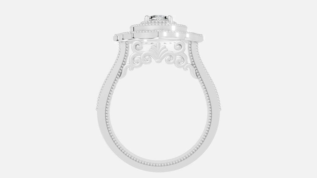 925 silver CVD diamond engagement ring VVS EF elegant side profile with milgrain details