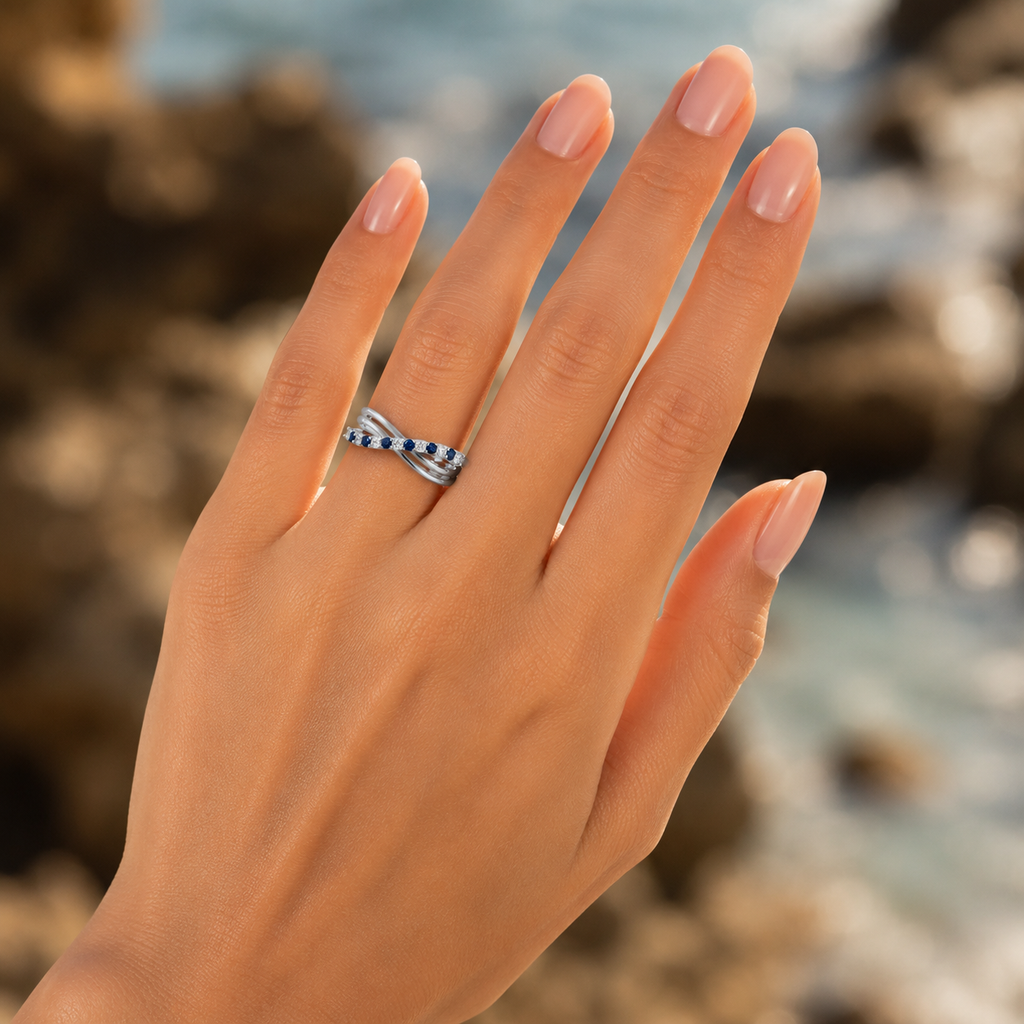 925 silver CVD diamond ring minimal luxury outdoor lifestyle view