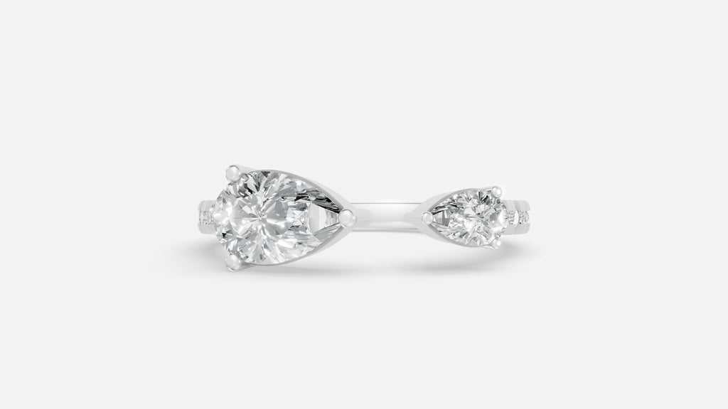 925 silver pear shape diamond ring elegant minimal luxury front view