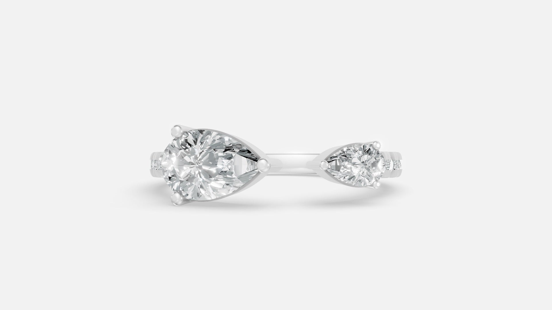 925 silver pear shape diamond ring elegant minimal luxury front view