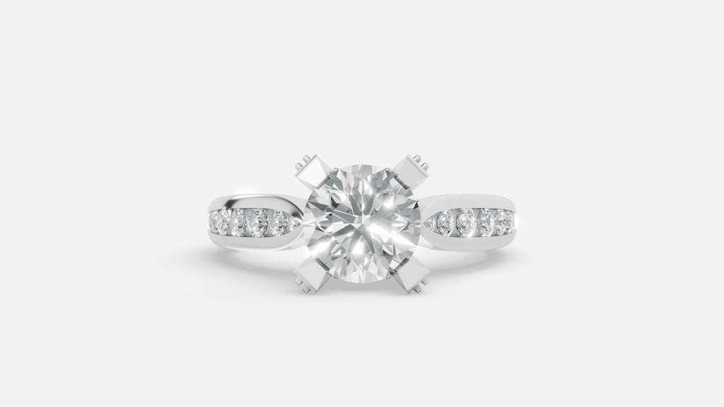 925 silver CVD diamond engagement ring VVS EF elegant solitaire front view with side diamonds
