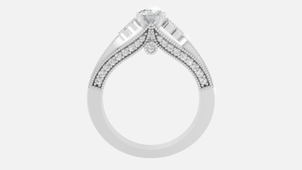 925 silver CVD diamond engagement ring side profile with VVS clarity
