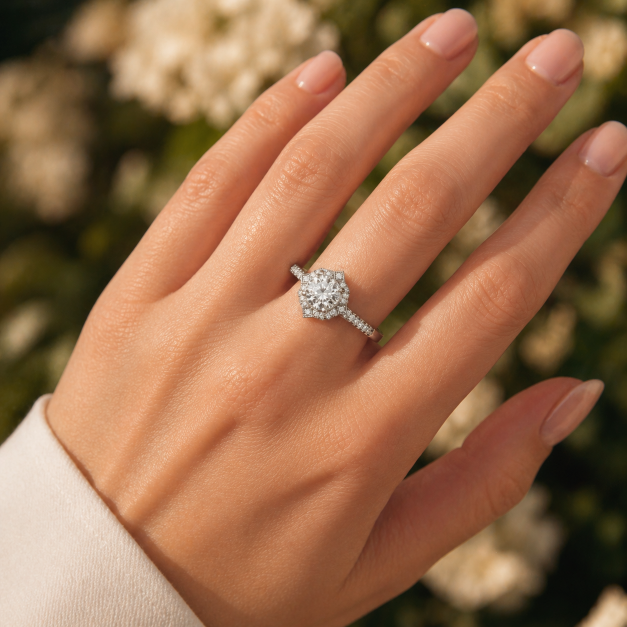 Sterling Silver CVD Diamond Engagement Ring VVS Clarity