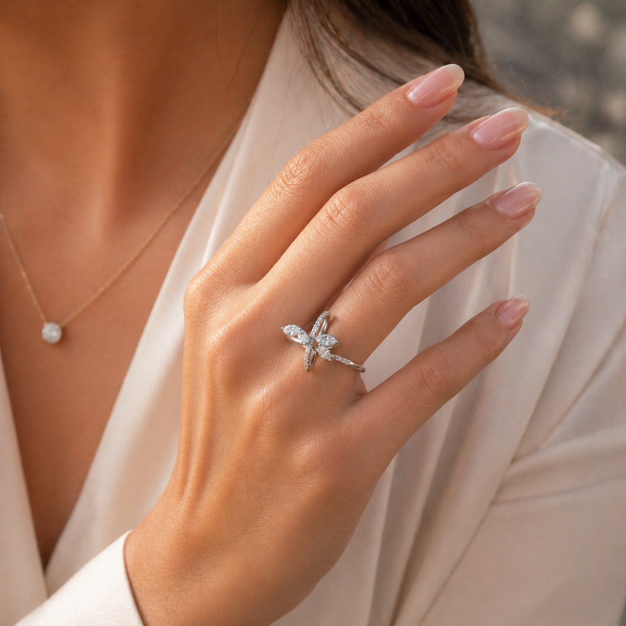 Sterling Silver Diamond Ring VVS CVD Minimal Luxury
