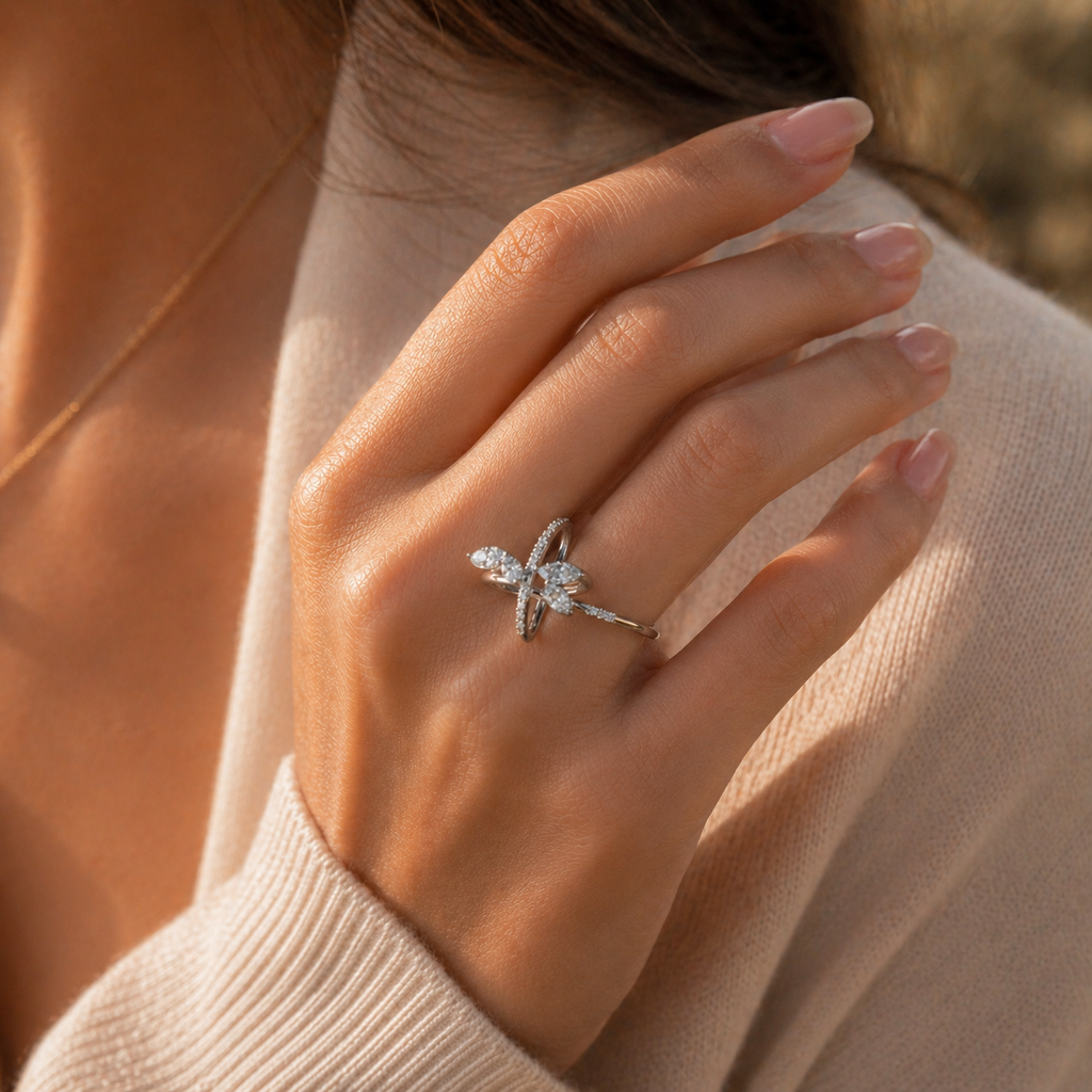 Sterling Silver Diamond Ring VVS CVD Minimal Luxury