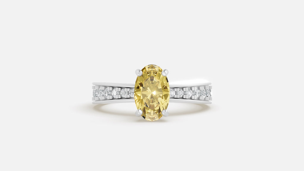 Silver Hidden Halo Oval Diamond Ring – VVS CVD Elegant Ring