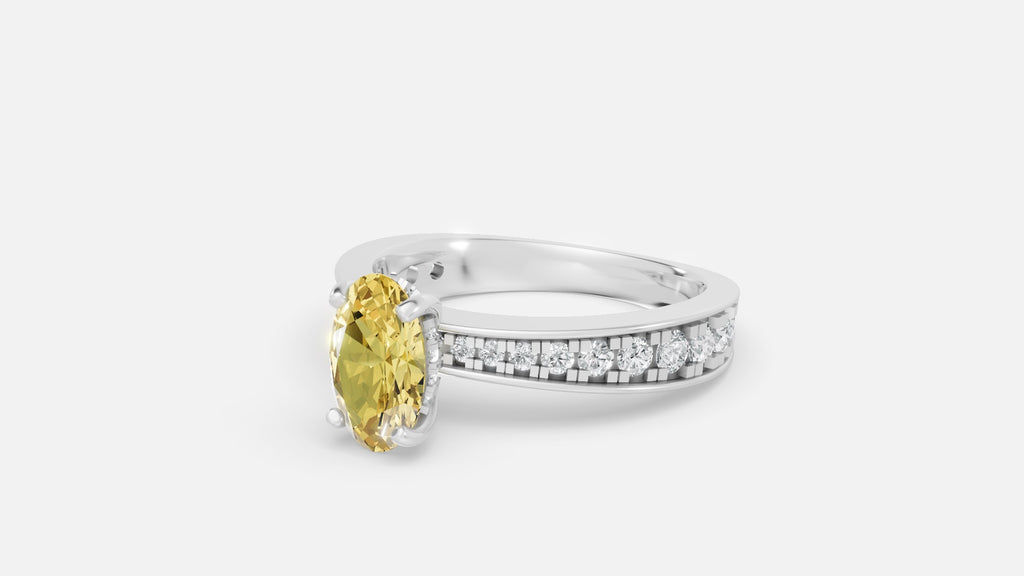 Silver Hidden Halo Oval Diamond Ring – VVS CVD Elegant Ring