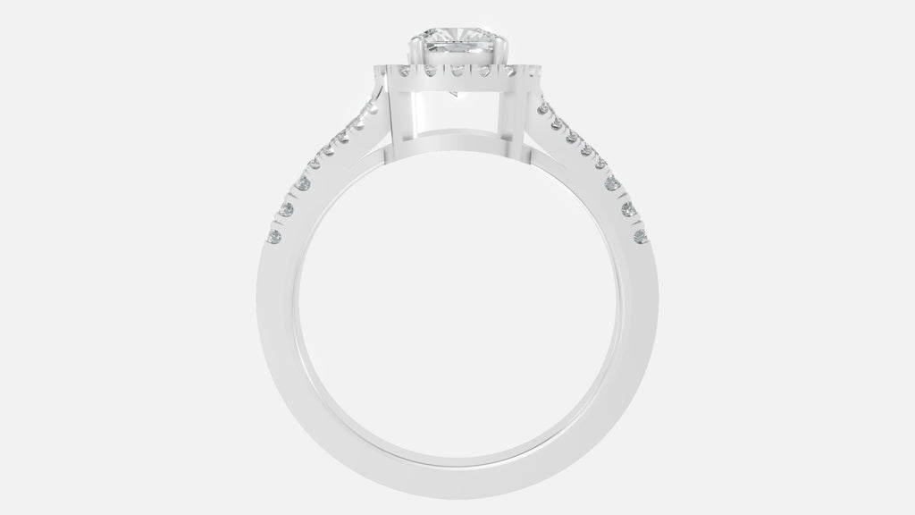 925 Silver Cushion Halo Diamond Ring – Elegant Split Shank Ring