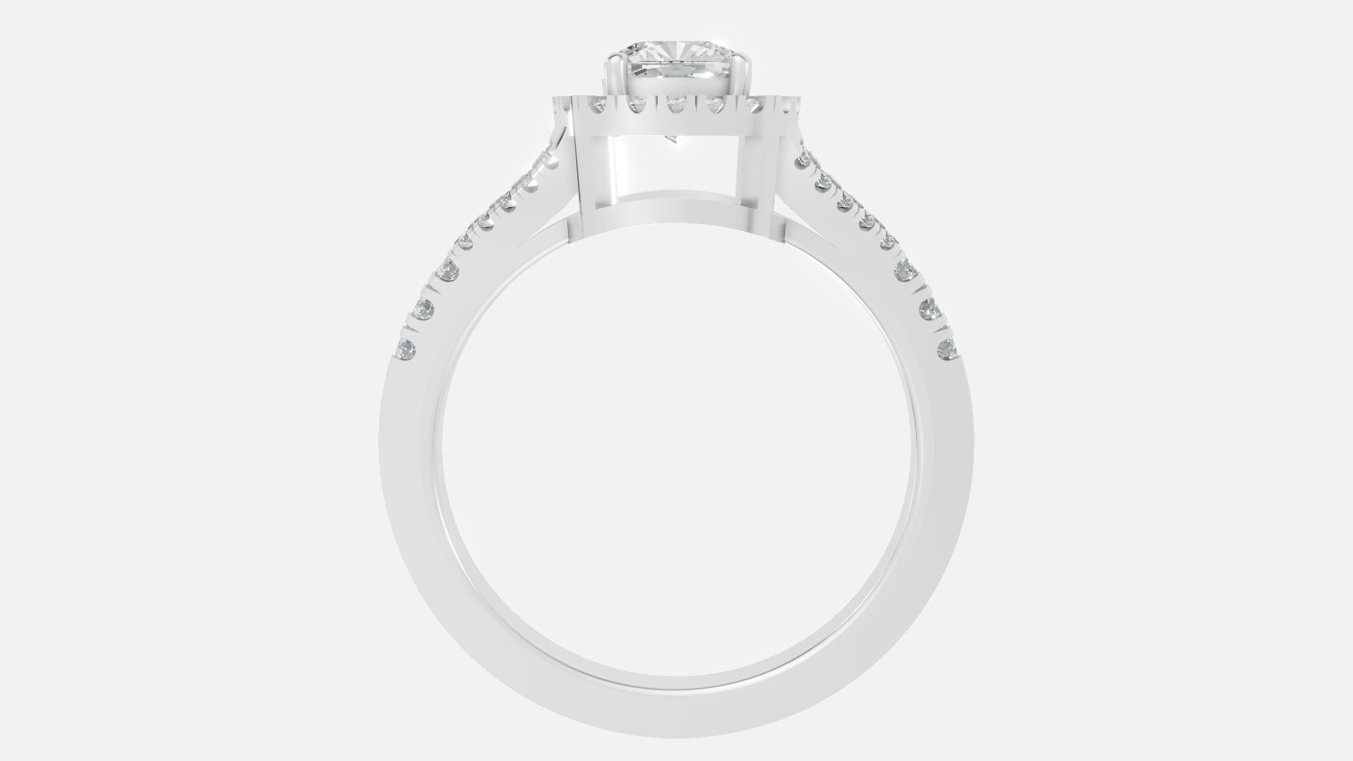 925 Silver Cushion Halo Diamond Ring – Elegant Split Shank Ring
