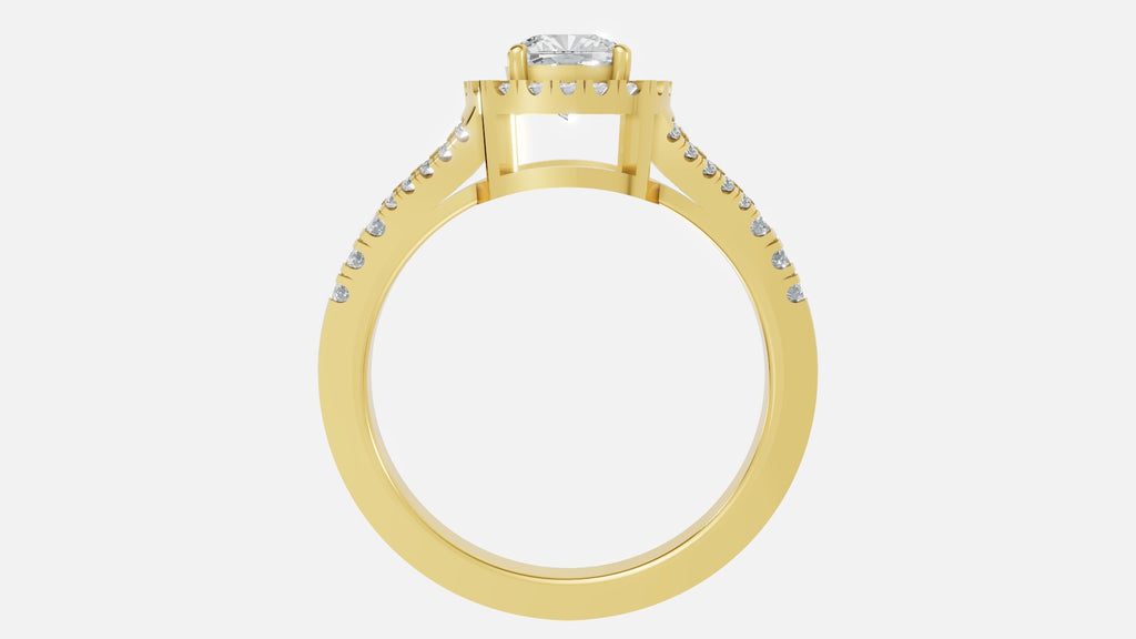 18K Gold Cushion Halo Diamond Ring – Split Shank Luxury Ring