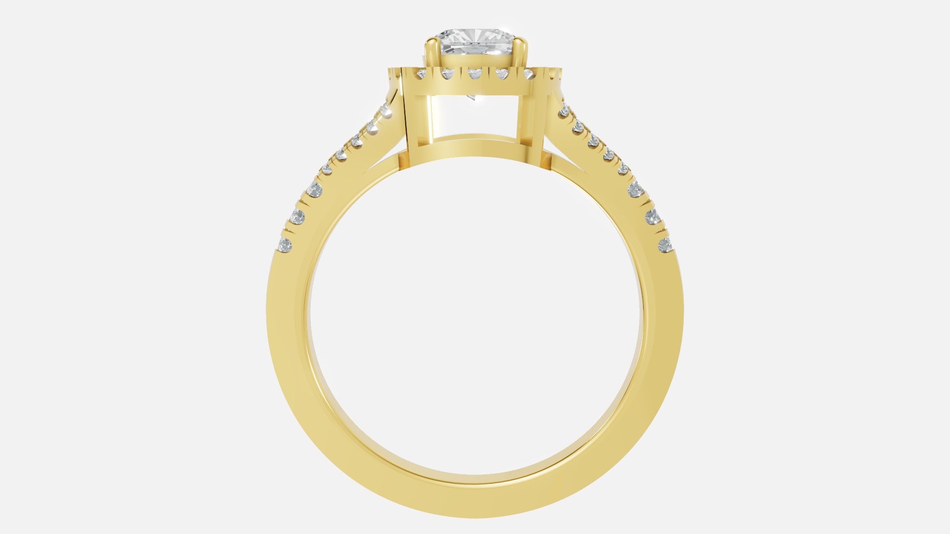 18K Gold Cushion Halo Diamond Ring – Split Shank Luxury Ring