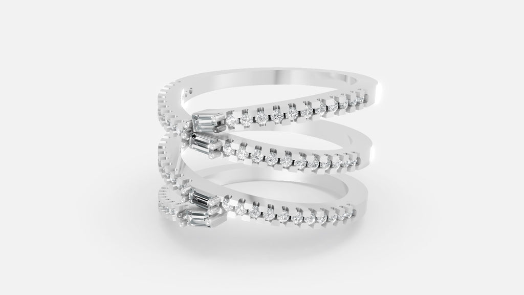 925 Silver Multi Band Diamond Ring – VVS CVD Elegant Style