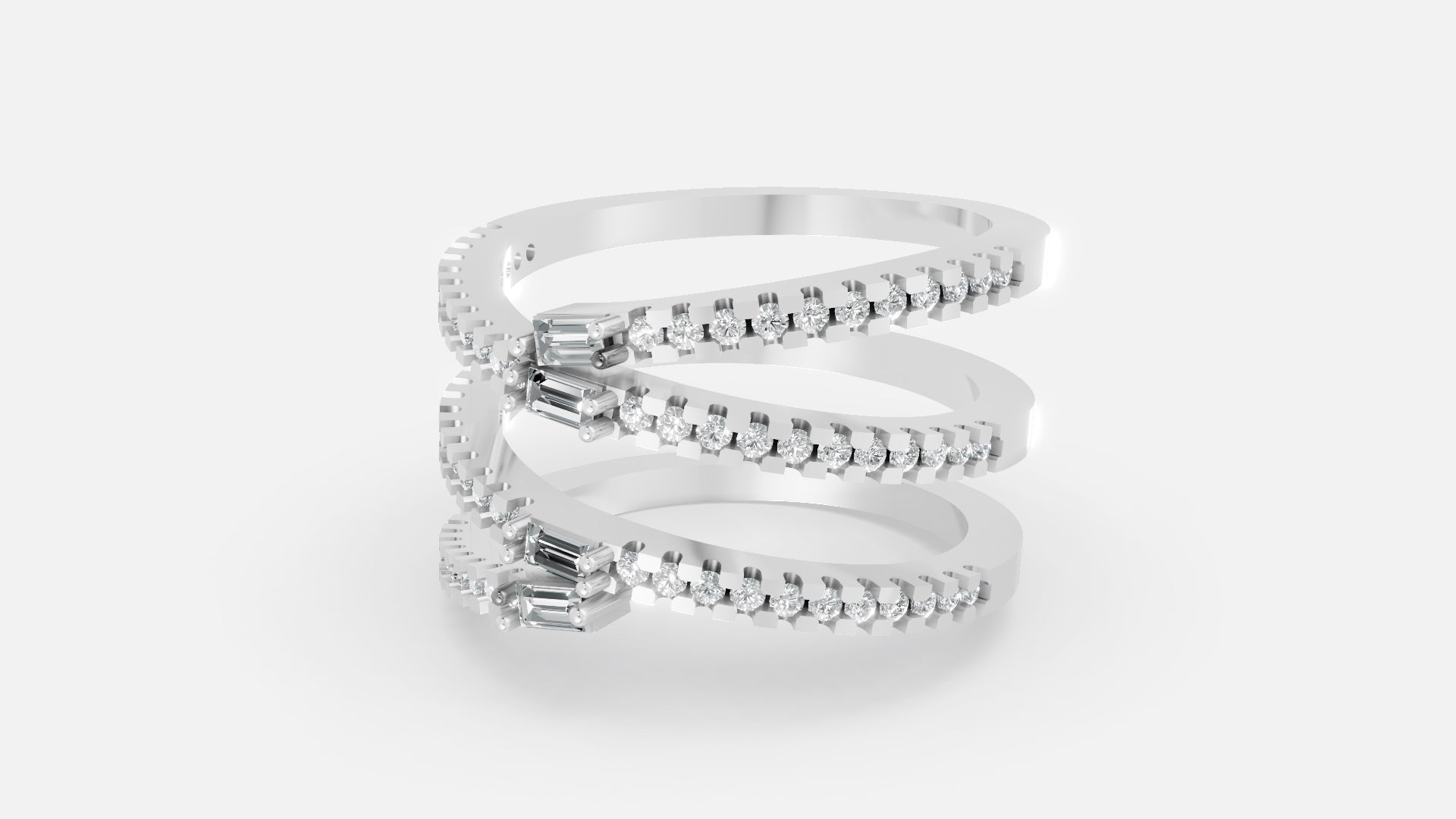 925 Silver Multi Band Diamond Ring – VVS CVD Elegant Style