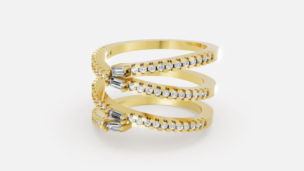 18K Gold Multi Band Diamond Ring – VVS CVD Luxury Design