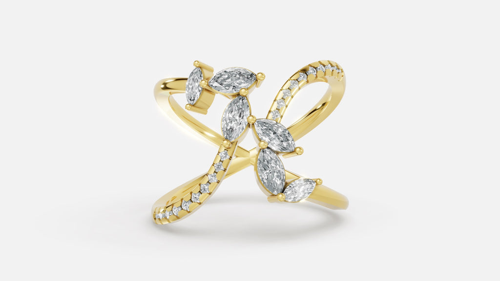 18K Gold Diamond Ring VVS CVD Elegant Fine Jewelry