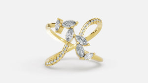 18K Gold Diamond Ring VVS CVD Elegant Fine Jewelry