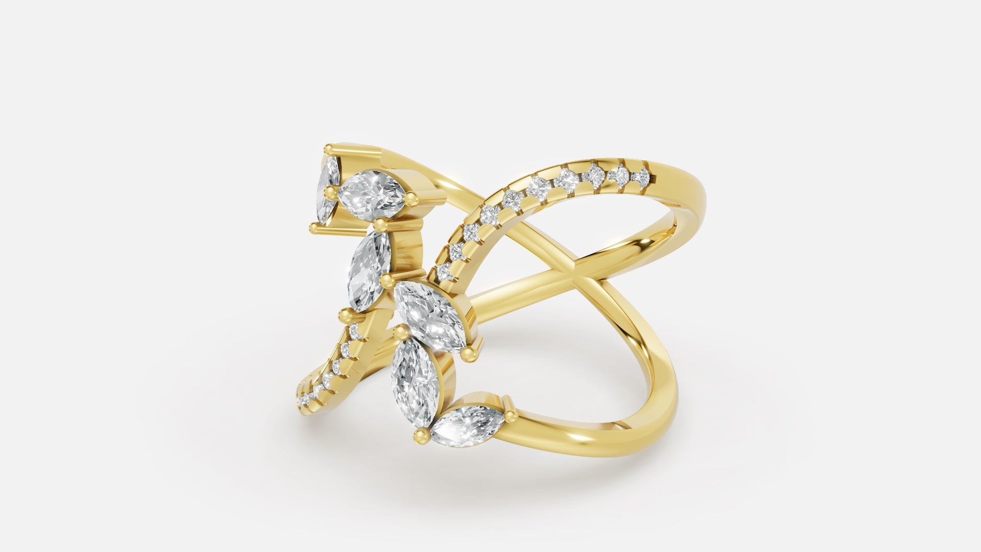 18K Gold Diamond Ring VVS CVD Elegant Fine Jewelry