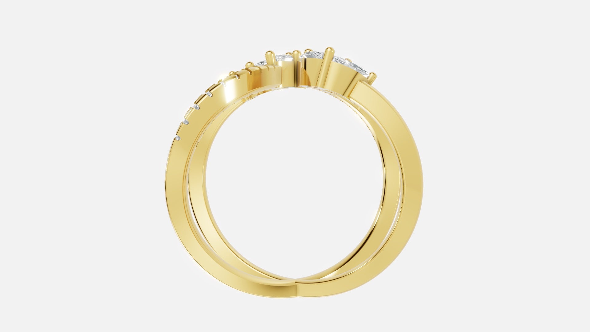18K Gold Diamond Ring VVS CVD Elegant Fine Jewelry