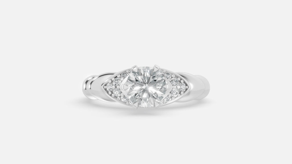 Sterling Silver Lab Diamond Engagement Ring VVS Round Cut