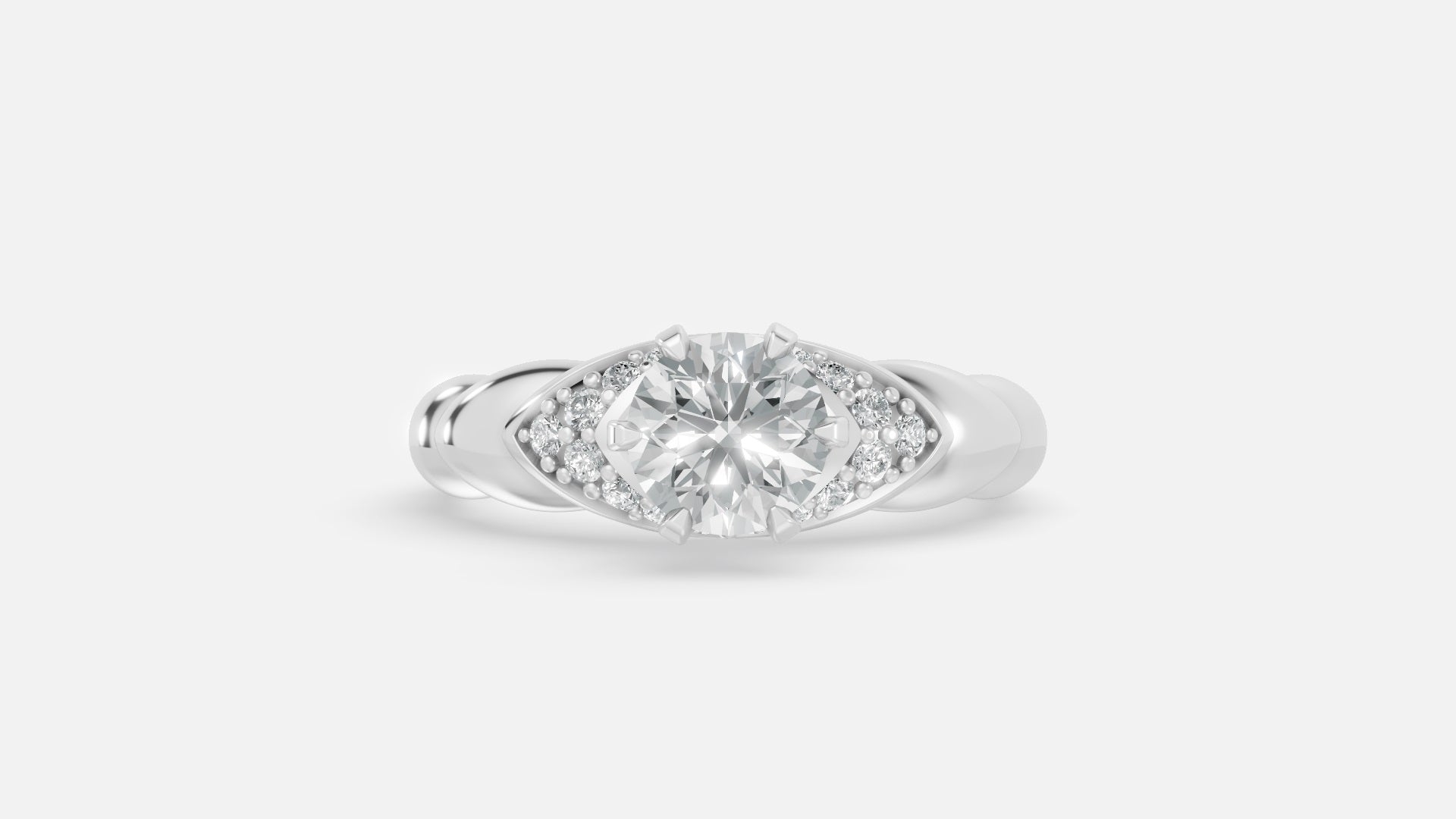 Sterling Silver Lab Diamond Engagement Ring VVS Round Cut