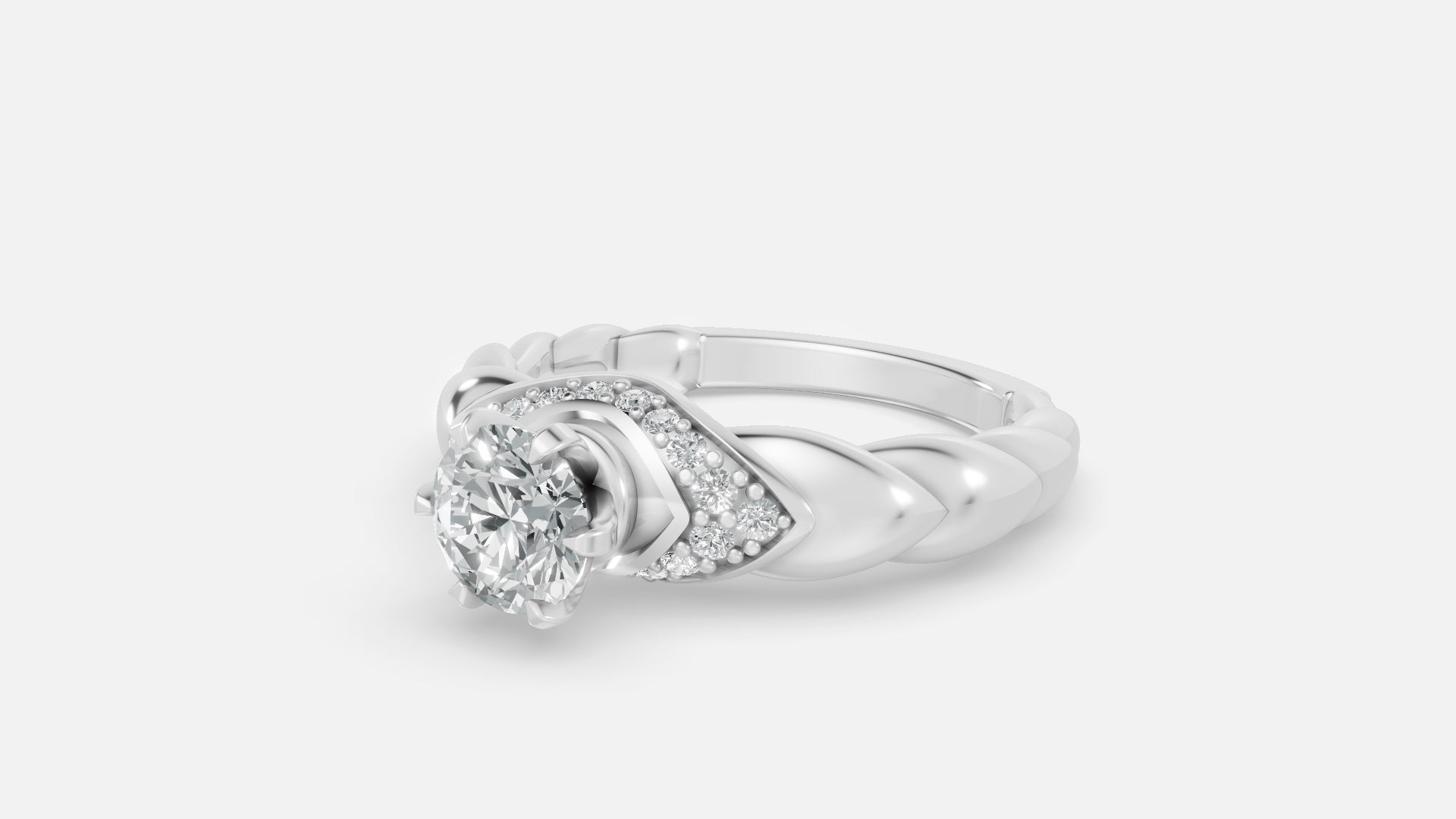 Sterling Silver Lab Diamond Engagement Ring VVS Round Cut