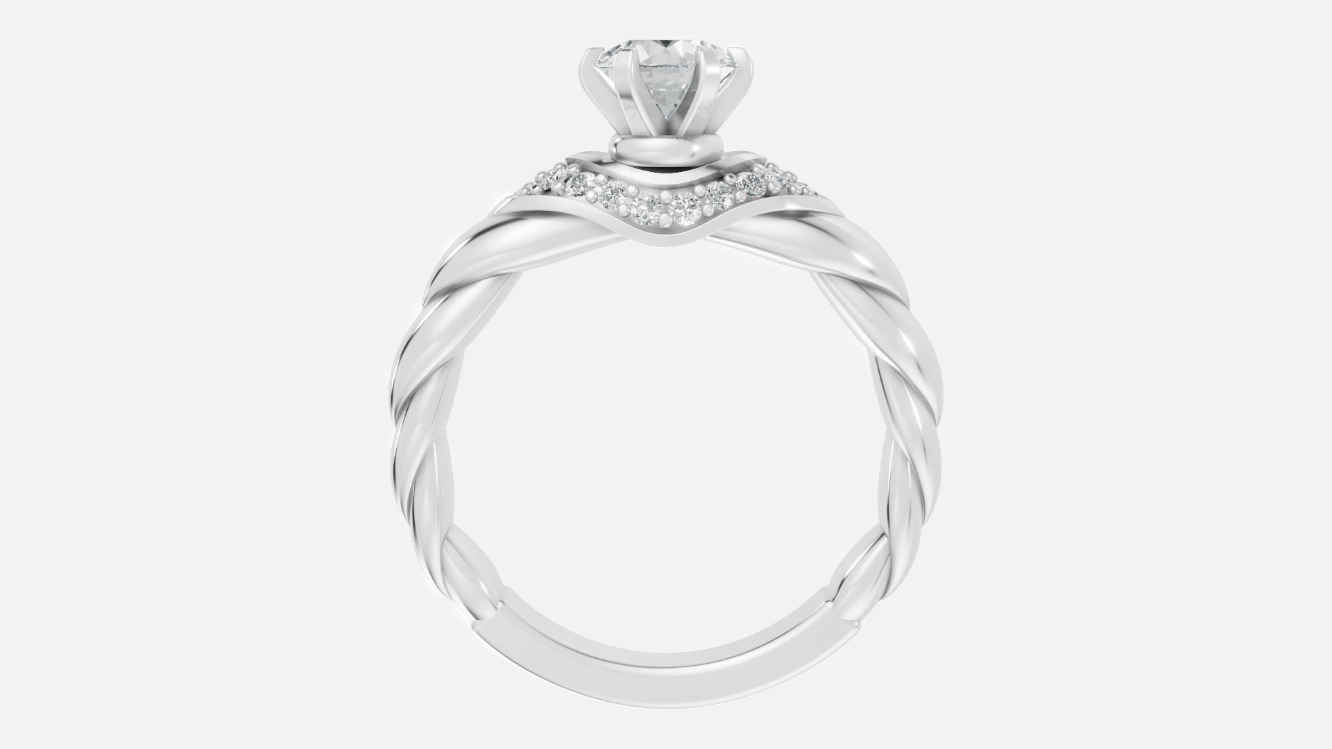 Sterling Silver Lab Diamond Engagement Ring VVS Round Cut
