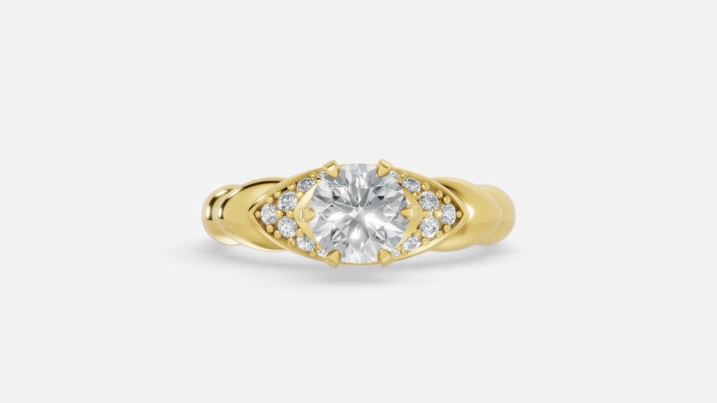 18K Gold Lab Diamond Engagement Ring VVS EF Round Cut