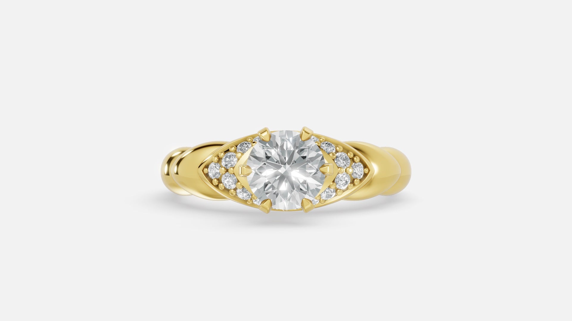 18K Gold Lab Diamond Engagement Ring VVS EF Round Cut