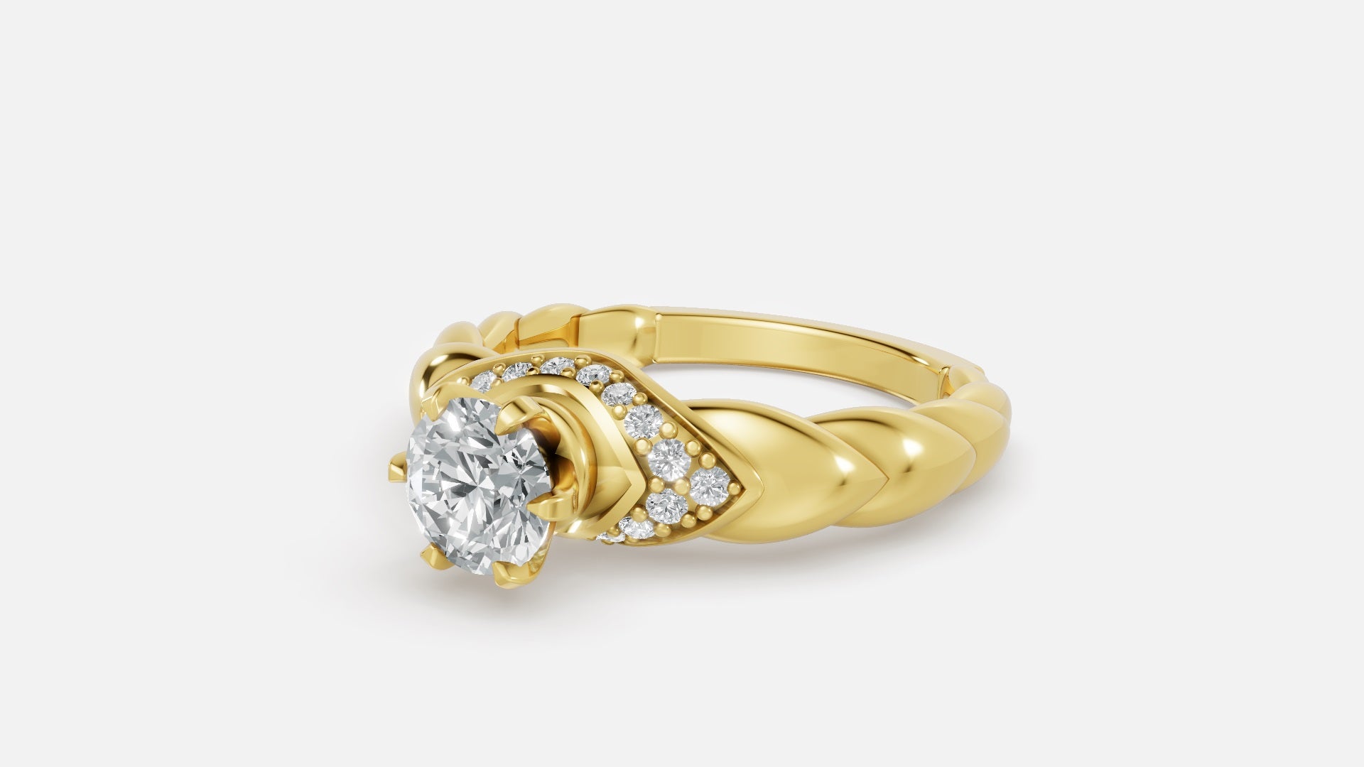 18K Gold Lab Diamond Engagement Ring VVS EF Round Cut