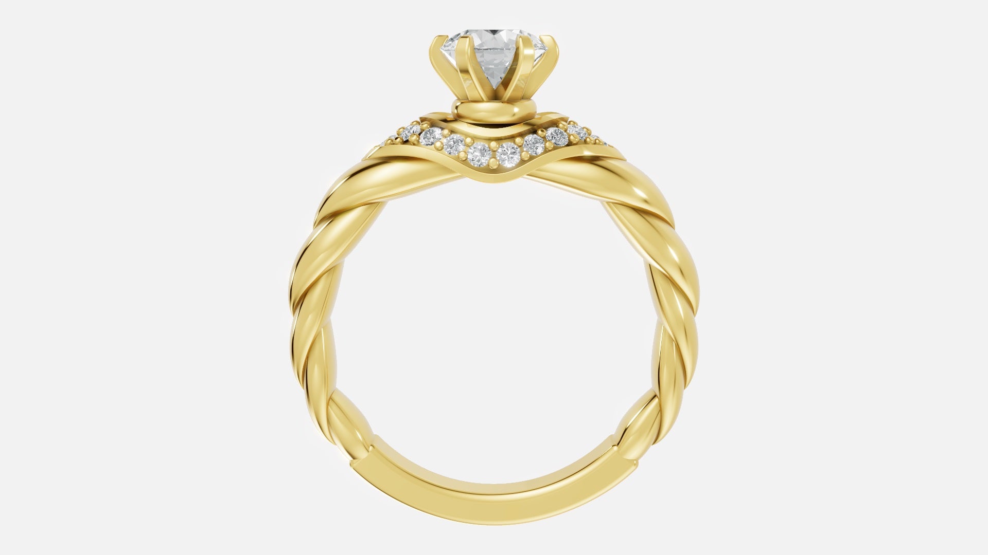 18K Gold Lab Diamond Engagement Ring VVS EF Round Cut
