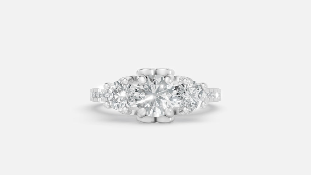 Sterling Silver Diamond Engagement Ring Round VVS CVD