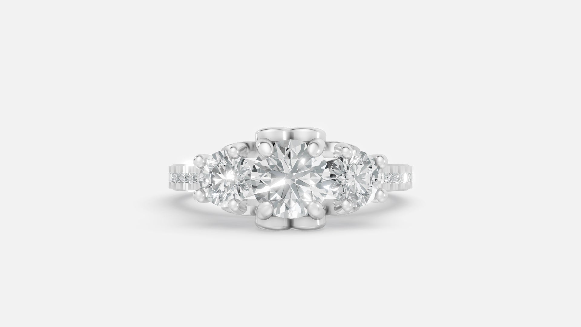 Sterling Silver Diamond Engagement Ring Round VVS CVD