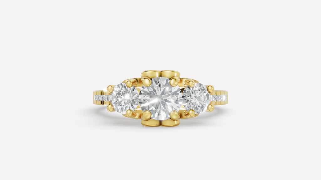 18K Gold Diamond Engagement Ring VVS CVD Round Cut
