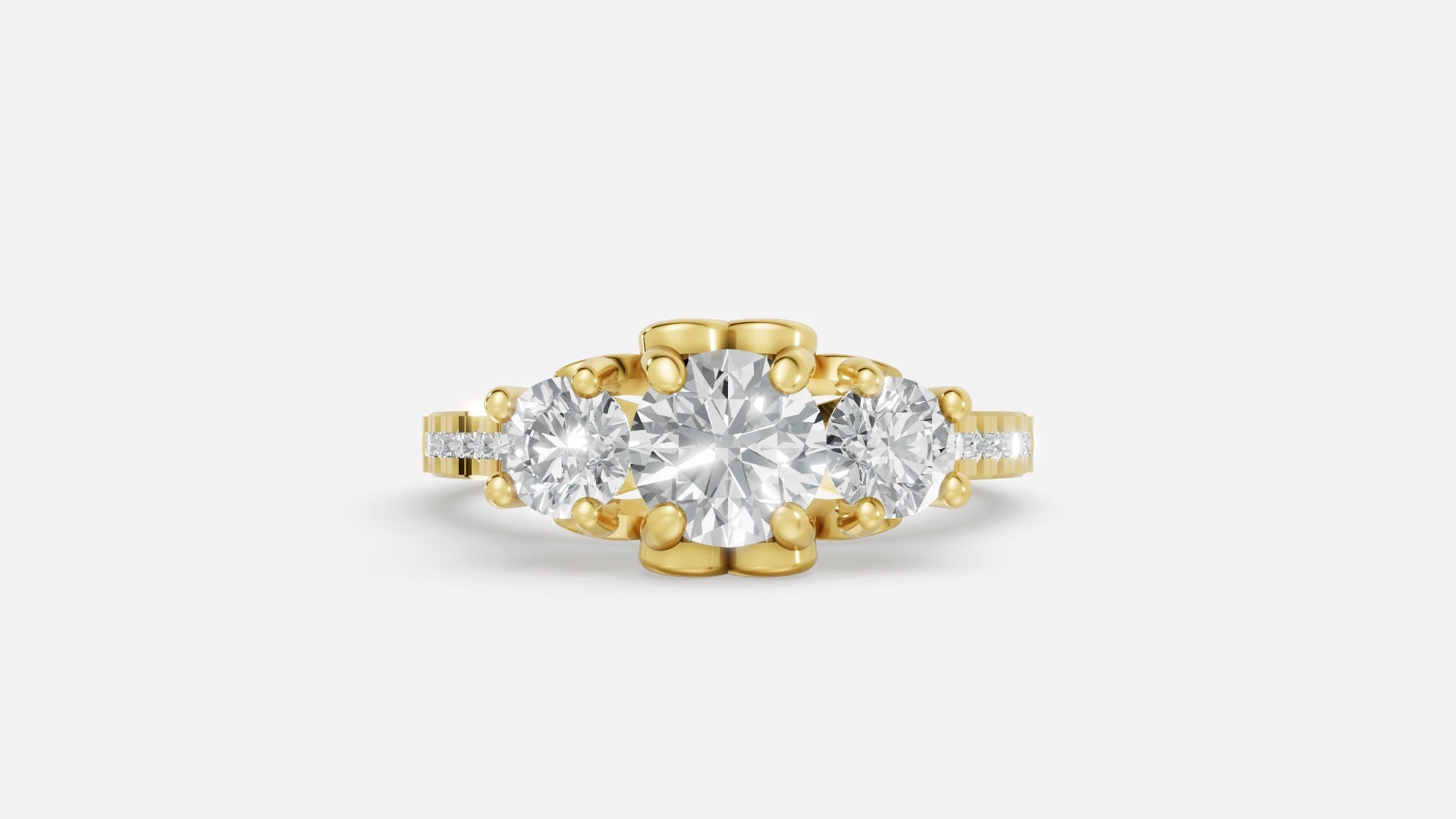 18K Gold Diamond Engagement Ring VVS CVD Round Cut