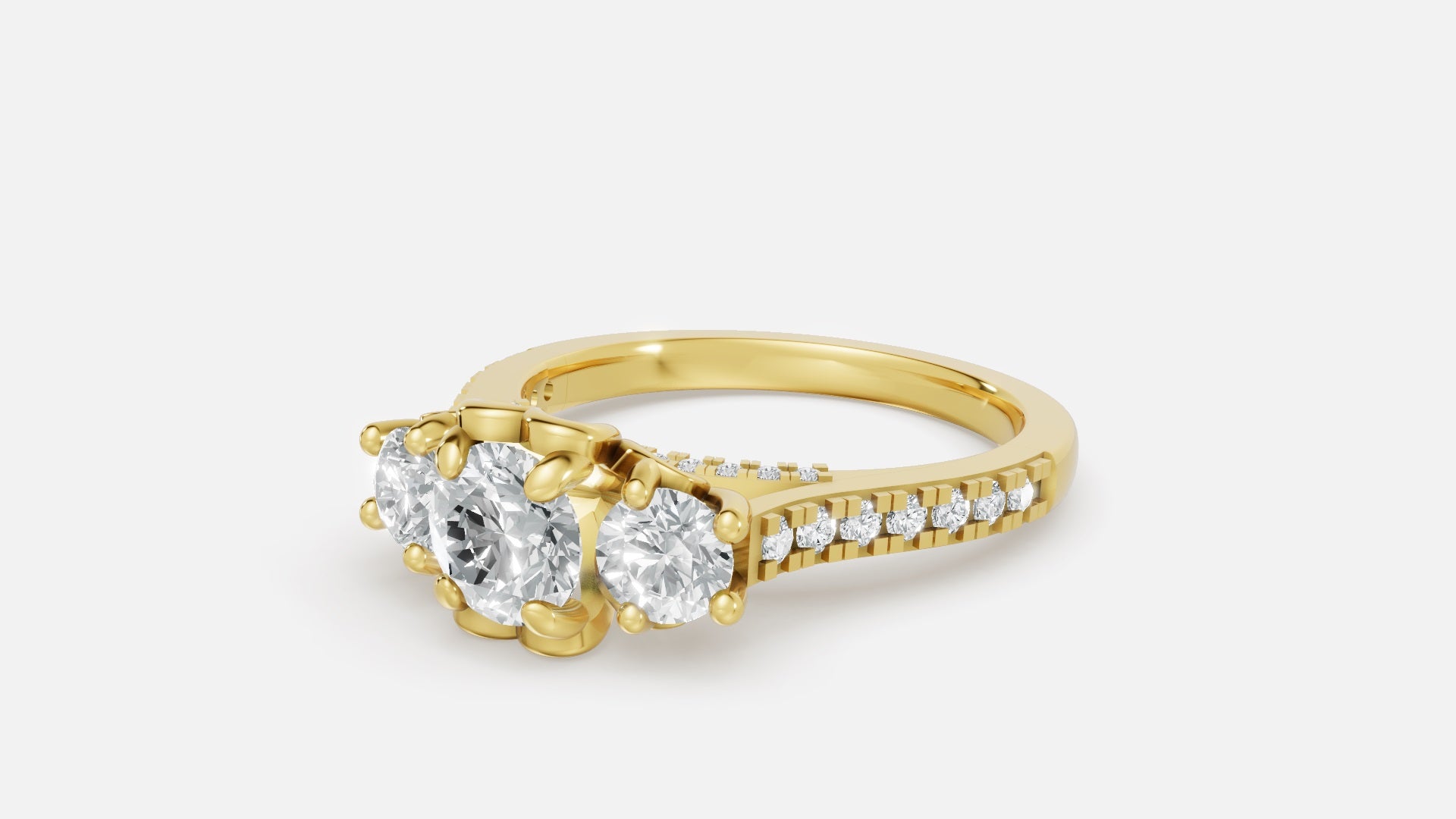 18K Gold Diamond Engagement Ring VVS CVD Round Cut