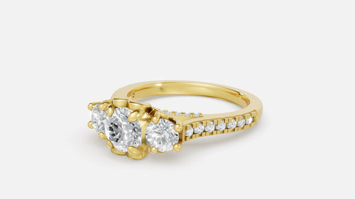 18K Gold Diamond Engagement Ring VVS CVD Round Cut
