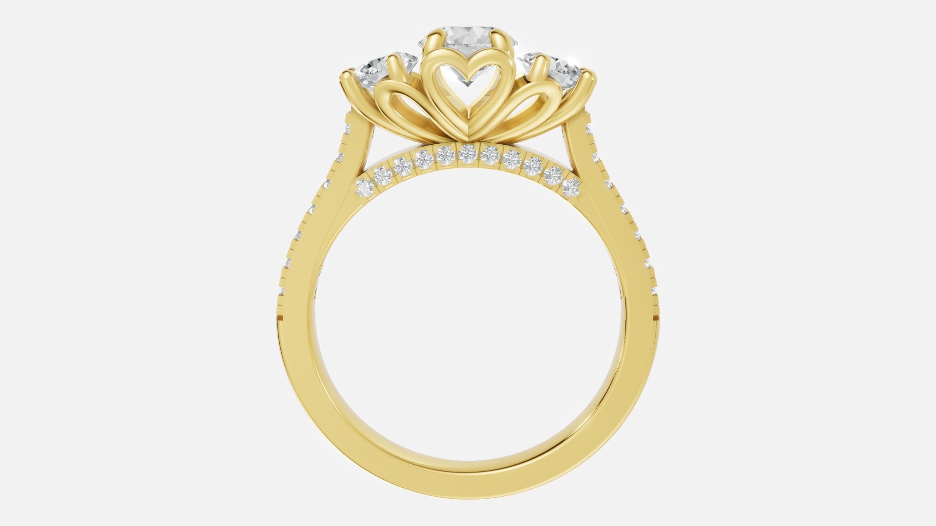 18K Gold Diamond Engagement Ring VVS CVD Round Cut