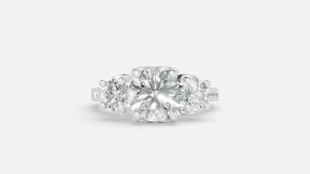 Sterling Silver Diamond Engagement Ring VVS Lab-Grown Round