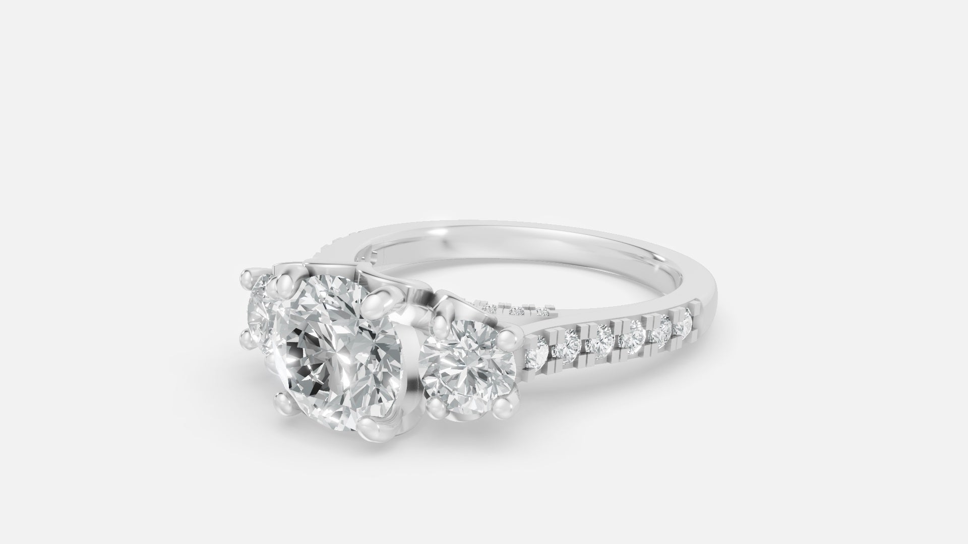 Sterling Silver Diamond Engagement Ring VVS Lab-Grown Round