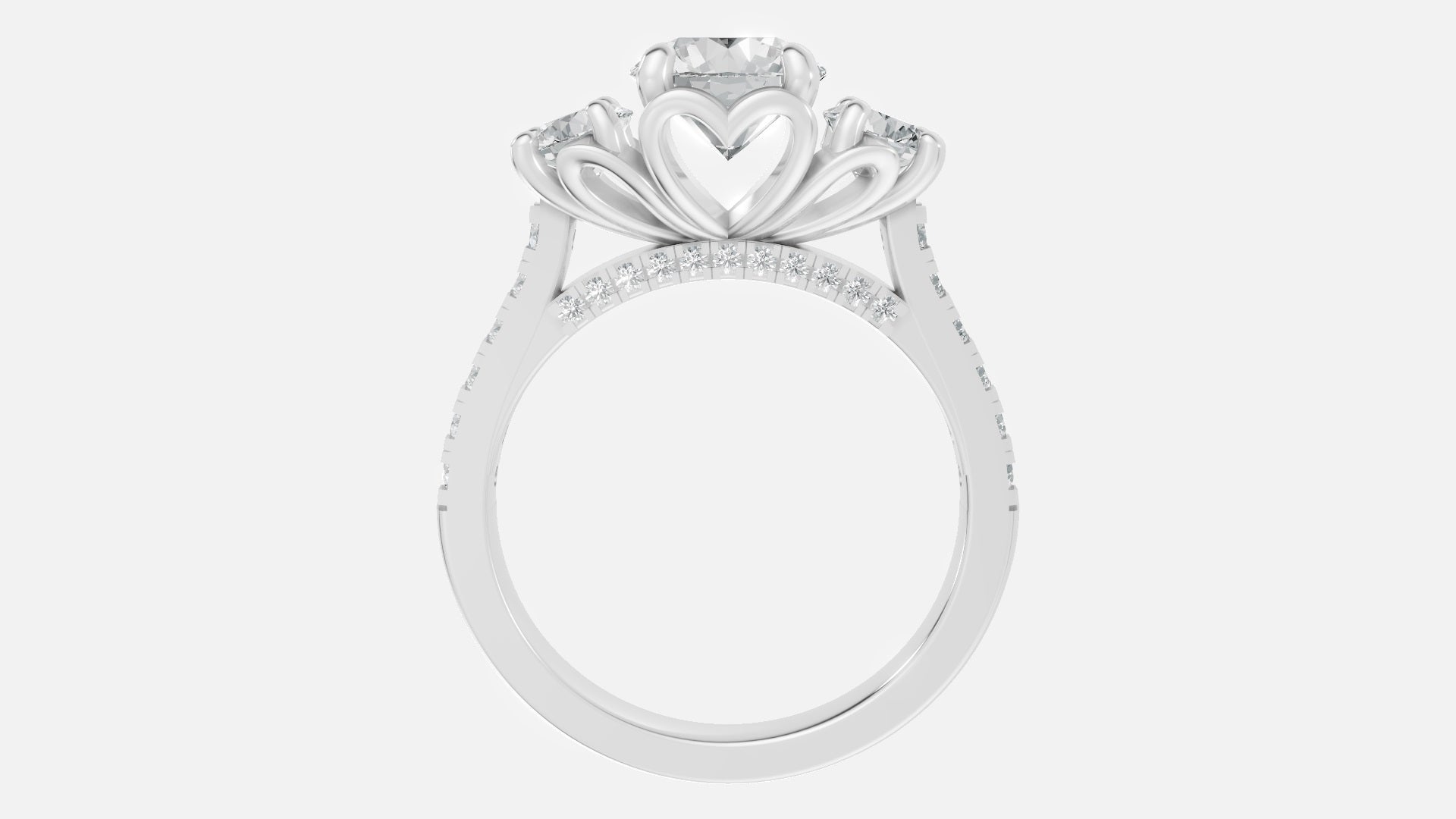 Sterling Silver Diamond Engagement Ring VVS Lab-Grown Round