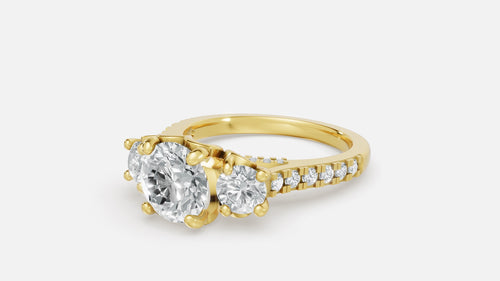 18K Gold Diamond Engagement Ring VVS Lab-Grown Round Cut